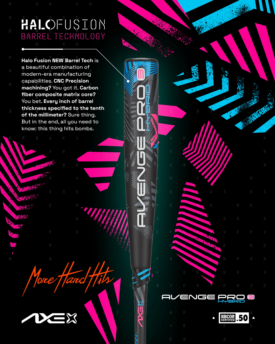 Axe Avenge Pro 3 Hybrid BBCOR Baseball Bat -3 | Flared Handle - Image 10